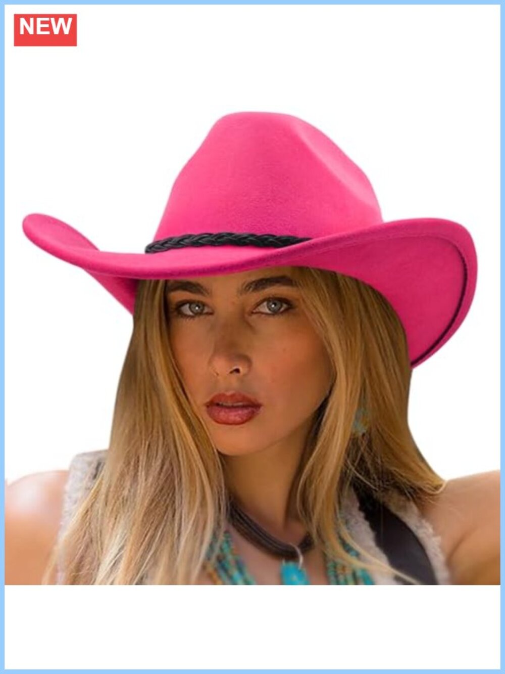 Wide Brim Cowboy Hat Cotton Polyester Felt Fedora Western Outdoor